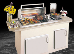Firemagic drop in counter top barbecue grill for custom outdoor kitchen grill island construction.